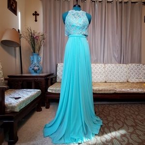 NWT Anny Lee Mint Blue Evening Gown Dress #SP7628